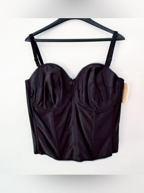 NWT Vintage Women 80s 90s Black Mesh Underwire Corset Size 44D Sexy Feminine